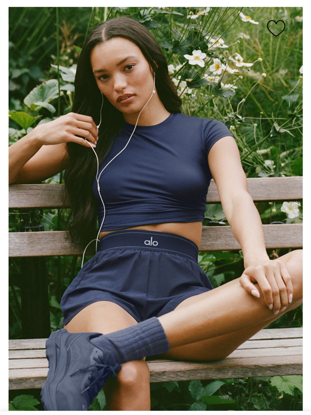 Alo Yoga Alosoft Crop Finesse Short Sleeve Tee Medium Euc Navy